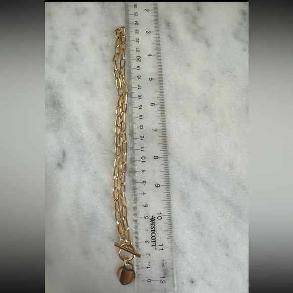 Gold Chain Link Heart Pendant Necklace Brand New - Picture 3 of 4